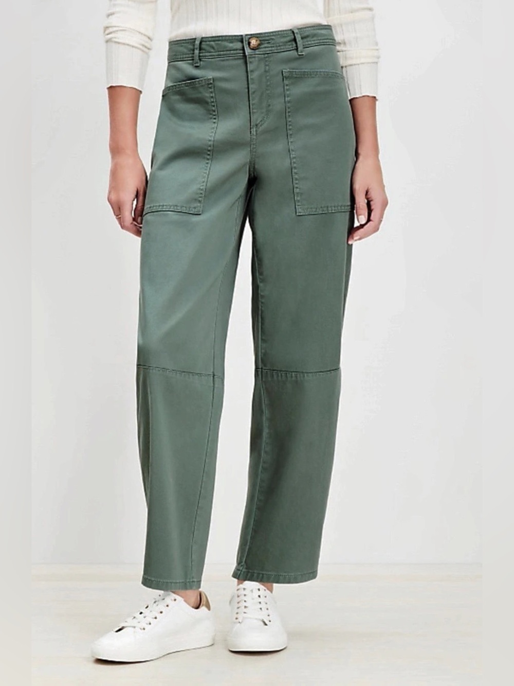 LOFT Olive Green Utility Barrel Leg Pants - Size 6P